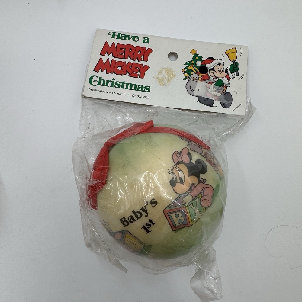 Vintage Disney Baby's 1st Christmas Ornament Lot 9 Mickey Minnie NOS Taiwan - Picture 7 of 16